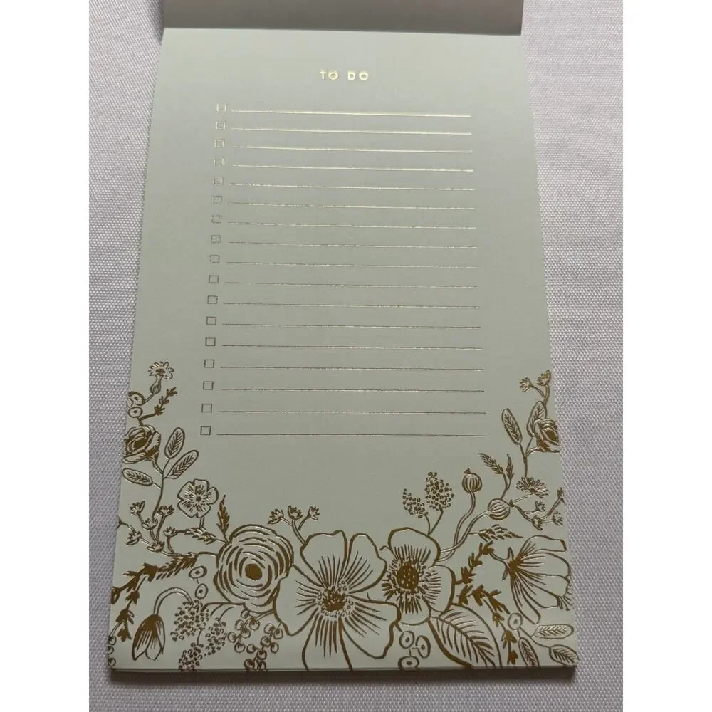 Rifle Paper Co. Garden Party Tiered Notepad Notes, To Do, This Week Gold Foil
